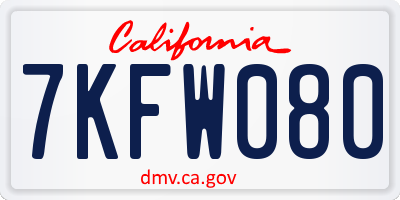 CA license plate 7KFW080