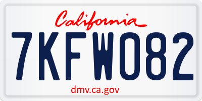 CA license plate 7KFW082