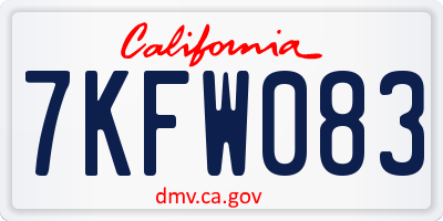 CA license plate 7KFW083