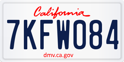 CA license plate 7KFW084