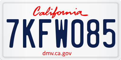 CA license plate 7KFW085