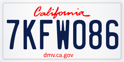 CA license plate 7KFW086