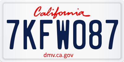 CA license plate 7KFW087