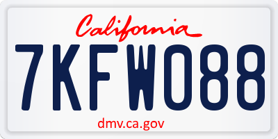 CA license plate 7KFW088