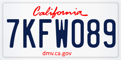 CA license plate 7KFW089