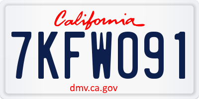 CA license plate 7KFW091