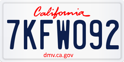 CA license plate 7KFW092