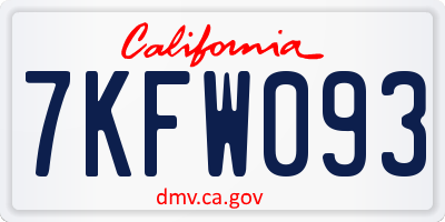 CA license plate 7KFW093