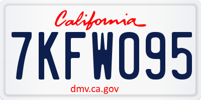 CA license plate 7KFW095