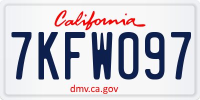CA license plate 7KFW097