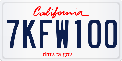 CA license plate 7KFW100
