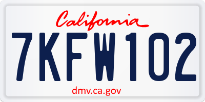 CA license plate 7KFW102