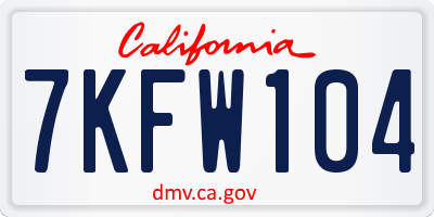CA license plate 7KFW104
