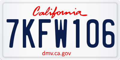CA license plate 7KFW106