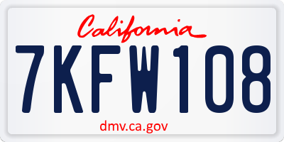 CA license plate 7KFW108