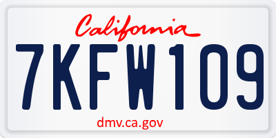 CA license plate 7KFW109