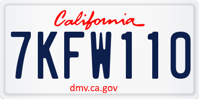 CA license plate 7KFW110