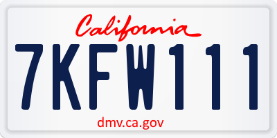 CA license plate 7KFW111