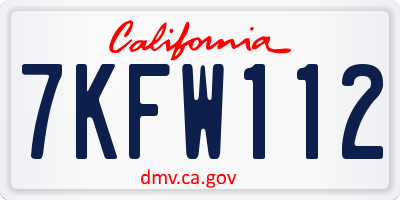 CA license plate 7KFW112
