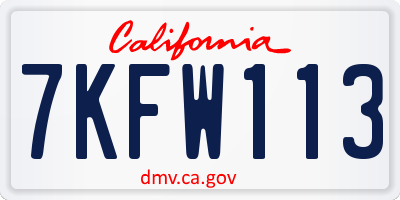 CA license plate 7KFW113