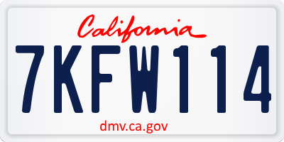 CA license plate 7KFW114