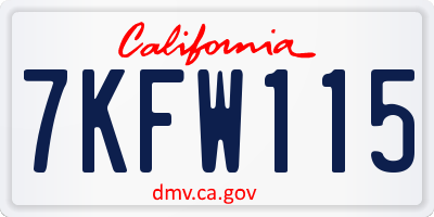 CA license plate 7KFW115