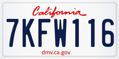CA license plate 7KFW116