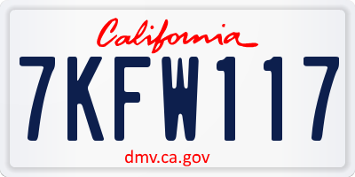 CA license plate 7KFW117