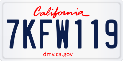 CA license plate 7KFW119