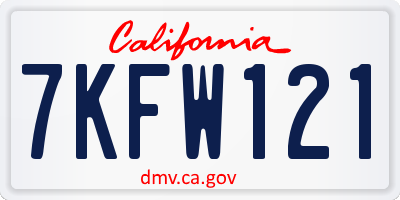 CA license plate 7KFW121