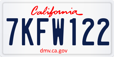 CA license plate 7KFW122