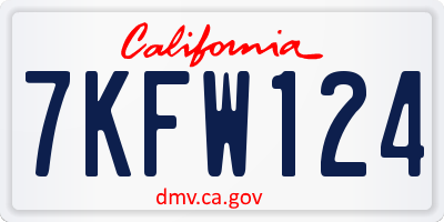 CA license plate 7KFW124