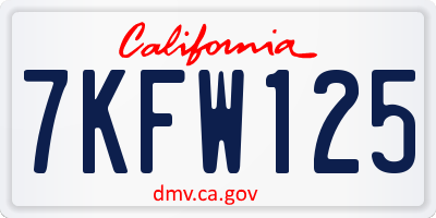 CA license plate 7KFW125