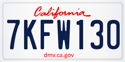 CA license plate 7KFW130