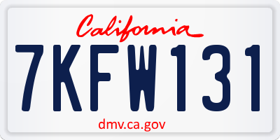 CA license plate 7KFW131