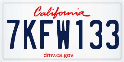 CA license plate 7KFW133