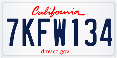 CA license plate 7KFW134