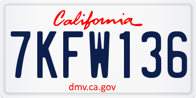 CA license plate 7KFW136