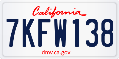 CA license plate 7KFW138