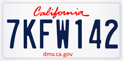 CA license plate 7KFW142