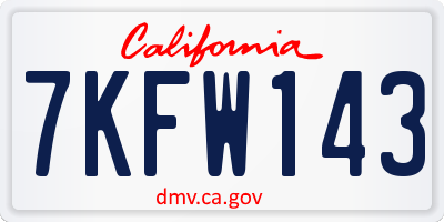 CA license plate 7KFW143