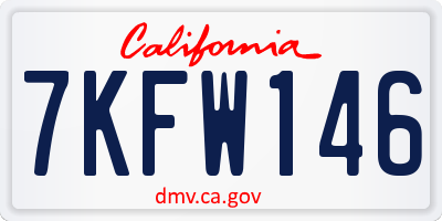CA license plate 7KFW146