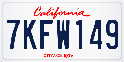 CA license plate 7KFW149