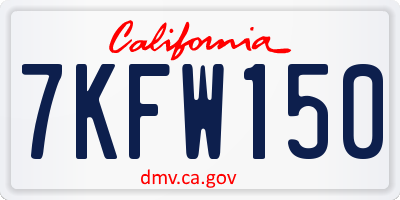 CA license plate 7KFW150