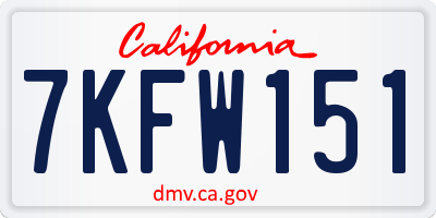 CA license plate 7KFW151