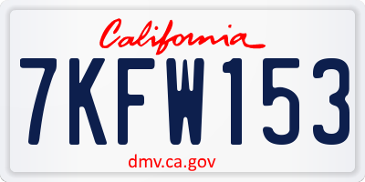 CA license plate 7KFW153