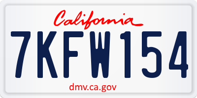 CA license plate 7KFW154