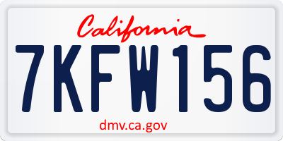 CA license plate 7KFW156