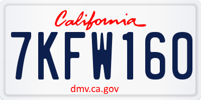 CA license plate 7KFW160