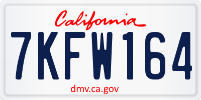 CA license plate 7KFW164